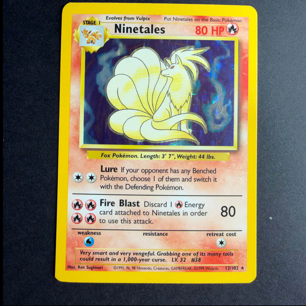 Pokemon TCG Ninetales Base Set Holo Rare 012/102 Lightly Played